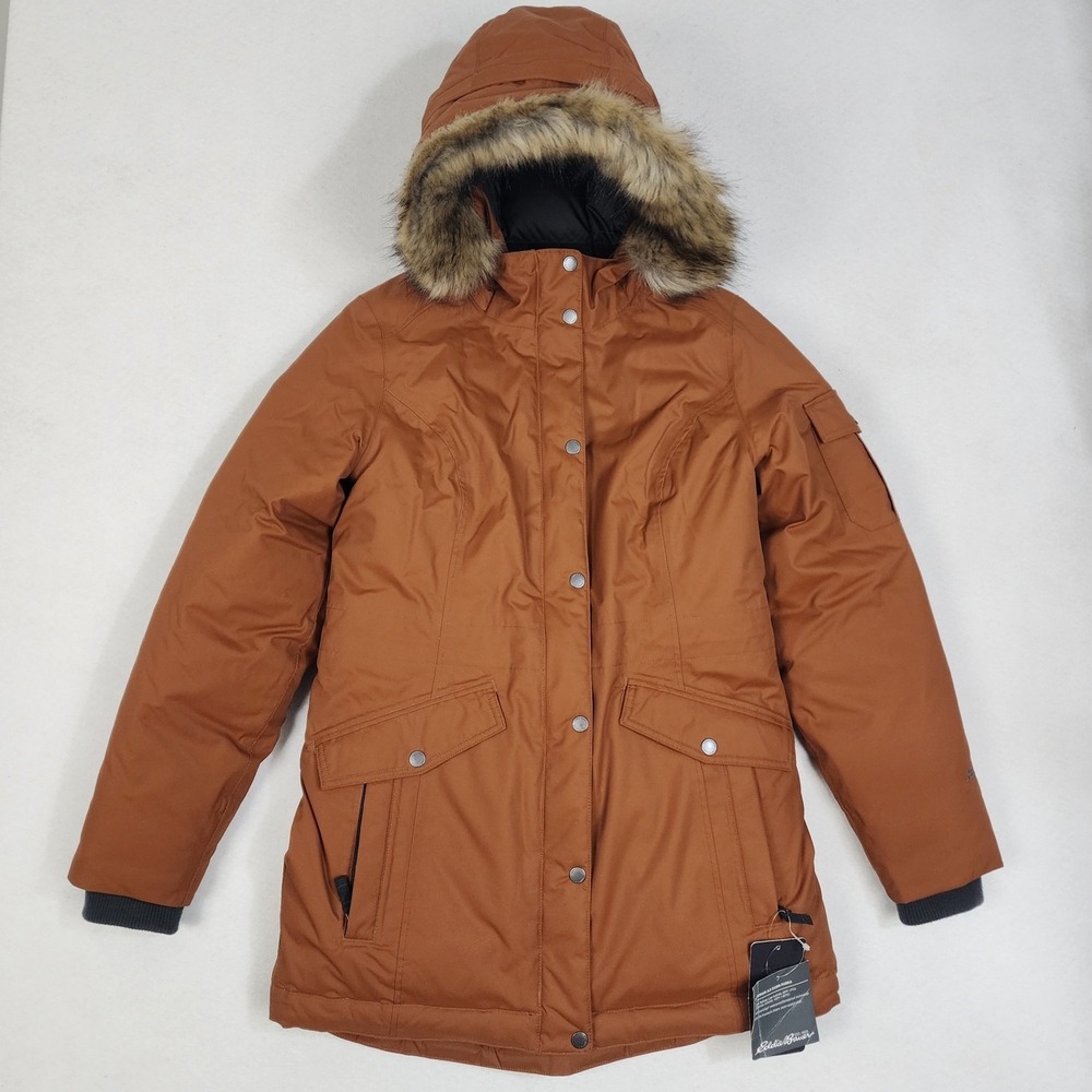 Eddie Bauer Superior 3.0 Down Parka Jacket Womens Medium Rust Brown Waterproof